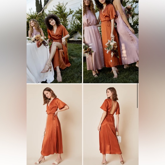 Whimsy + Row Lola Wrap Dress in Rust Size M - Picture 4 of 10